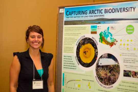 Sarah in front of her awesome poster at an Entomological Society of Canada meeting. This poster was a runner-up for a prize!