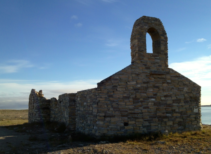 The remnants of a Catholic church, built in Cambridge Bay in the early 1950s