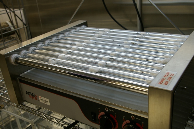Unusual research equipment: hot-dog warmer.
