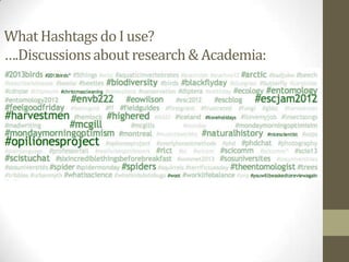 WhatHashtags do I use?
….Discussionsabout research& Academia:
 